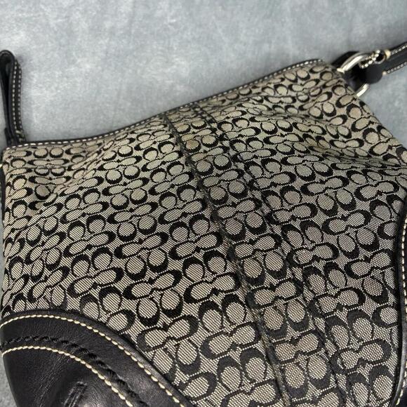 Coach 44718 Soho Mini Signature Swingpack Cross Body Purse Black Gray Jacquard - Picture 7 of 11